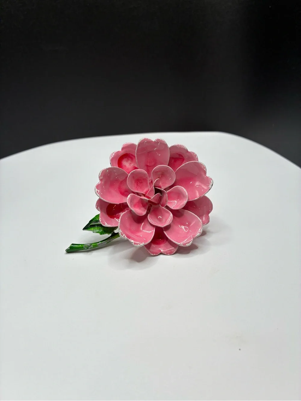 Vintage Pink Floral Enamel Flower Brooch for Women